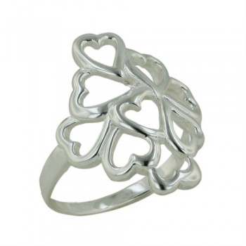 Sterling Silver Ring 18-20mm Filigree Open Hearts -E-Coat-