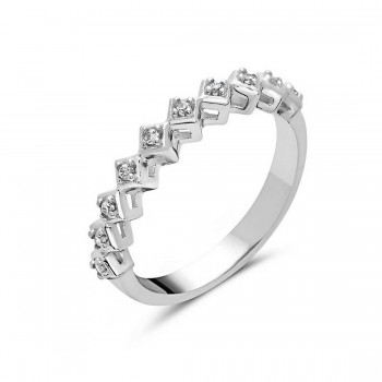 Sterling Silver Ring 2.5mm-2.5mm Square Clear Cubic Zirconia-10