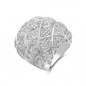 Sterling Silver Ring Wide Band Cushion Crossed Engraved Rhodium Plating Line