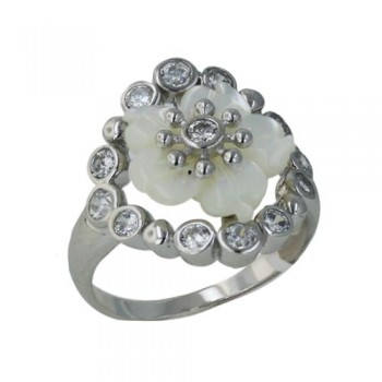 Sterling Silver Ring 14mm Mother of Pearl Flower