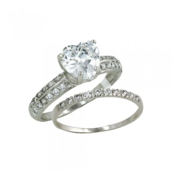 Sterling Silver Ring Engagement Ring with Clear Cubic Zirconia