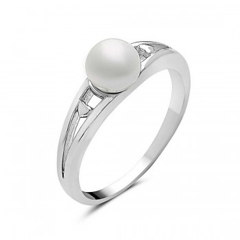 Sterling Silver Ring with Fresh Water Pearl 6 mm