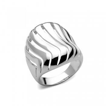 Sterling Silver Ring Plain Open Wavy Lines