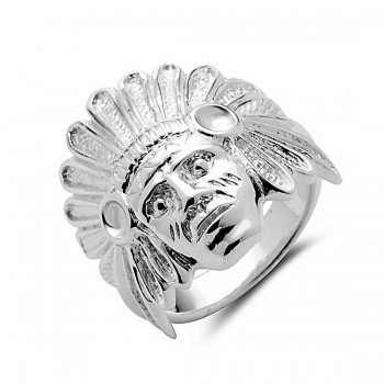 STERLING SILVER RING INDIAN HEAD PLAIN SILVER