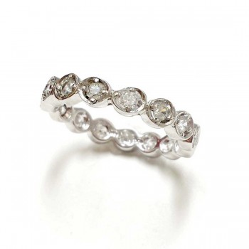 Sterling Silver Ring Oval Eternity Band 2mm Clear Cubic Zirconia