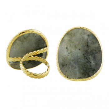 Vermeil Ring Flat Labradorite Stone 20Mil Gold