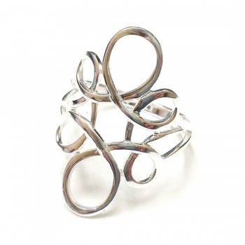 Sterling Silver Ring Plain Knot Line Rhombus Shape