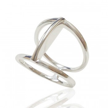 Sterling Silver Ring Plain Upright Cross Line