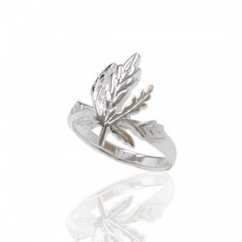 Sterling Silver Ring Plain Weed Leaves