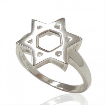 Sterling Silver Ring Plain Jewish Star