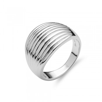 Sterling Silver Ring Plain Dome with Lines