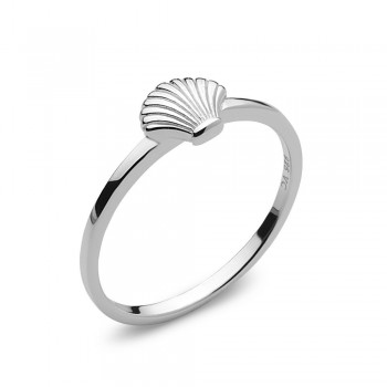Sterling Silver Ring Plain Textured Seashell on Band