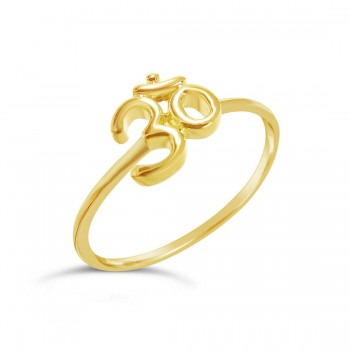 Sterling Silver Ring Plain Ohm Symbol-Gold Plate