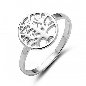 STERLING SILVER RING PLAIN TREE OF LIFE IN CIRCLE