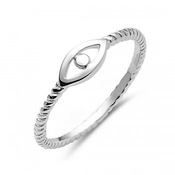 STERLING SILVER RING EVIL EYE WITH ROPE BAND