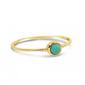 STERLING SILVER RING TINY TURQUOISE WRAP ROUND *GOLD PLATING