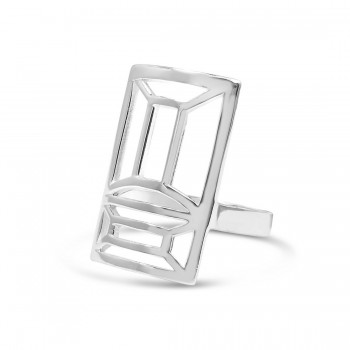 STERLING SILVER RING PLAIN GEOMTRIC RECTANGULAR