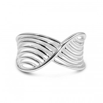 STERLING SILVER RING PLAIN CRISS-CROSS MULTILINES