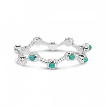 STERLING SILVER RING ZIG-ZAG RECONTRUCTED TRUQUOISE