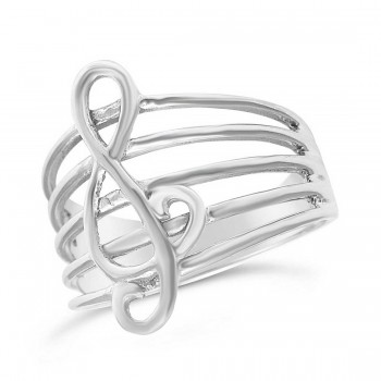 STERLING SILVER RING TREBLE CLEF  NOTE 5 LINES 
