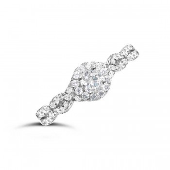 Sterling Silver Ring Solitaire Cubic Zirconia Criss-Cross Cubic Zirconia Line On Shank