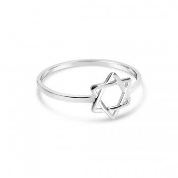 Sterling Silver Ring Tiny Jewish Star Line-Ecoated 