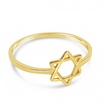 Sterling Silver Ring Tiny Jewish Star Line-Gold Plate 