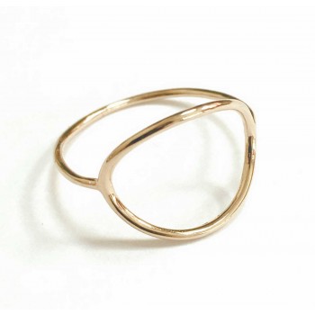 Sterling Silver Ring Plain Round Circle Thin-Gold Plate 