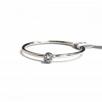 Sterling Silver Ring Tiny Solitaire Bezel Clear Cubic Zirconia Round 2.5 Mm 