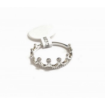 Sterling Silver Ring 9 Jewels Crown 3 Clear Cubic Zirconia 