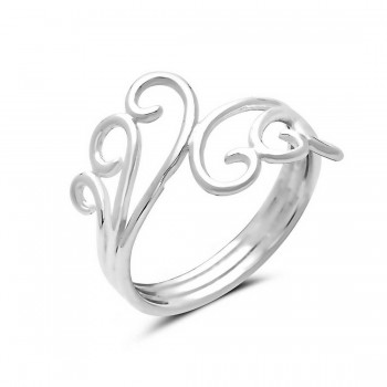 Sterling Silver Ring Bypass Waves 