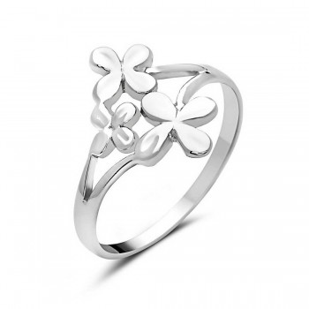 Sterling Silver Ring 3 Flowers 
