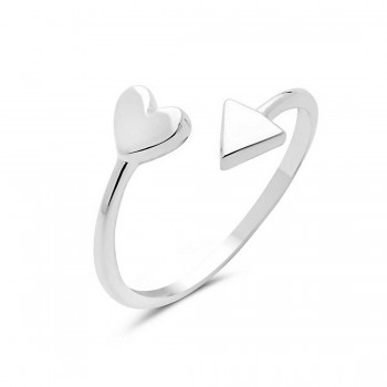 Sterling Silver Ring Bypass Heart And Triangle 
