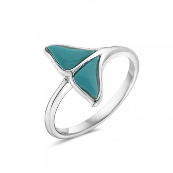 Sterling Silver RING WHALE TAIL IN RECONSTITUENT TURQUOISE