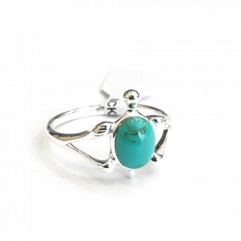 Sterling Silver RING SEA TURTLE RECONSTITUENT TURQUOISE ON BODY
