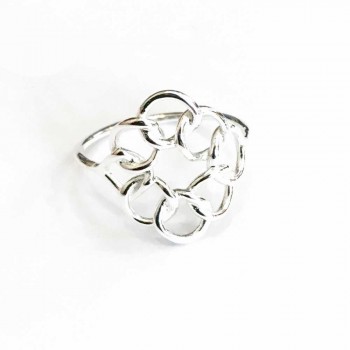 Sterling Silver RING PLAIN 8 CIRCLES LINKED INTO DIAMOND SHAPE