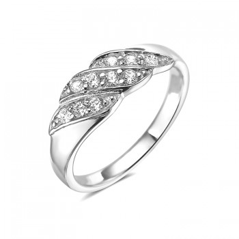 Sterling Silver Ring Swarovski Cubic Zirconia 3 Slanding Line  1S-8479CL-SW 