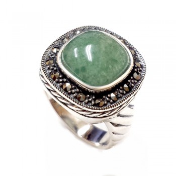 MS RING ROPE SIDE 18 MM GREEN AVENTURINE WRAP