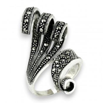 Marcasite Ring 4 Swirls of Marcasite
