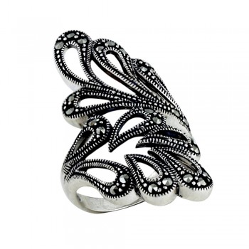 Marcasite Ring Marcasite Teardrop Forms Leaf Design