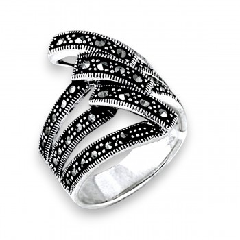 Marcasite Ring Marcasite Strand Form Zig-Zag in Center