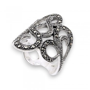 Marcasite Ring Marcasite Pave Swirl Lines