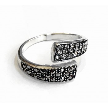 Tapered Marcasite Bypass Ring