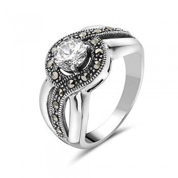 MS RING CENTER 5 MM CZ TRIPLE LINE SIDE