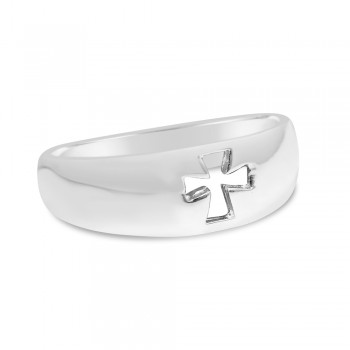 Sterling Silver Ring Plain One Cross Cut Out#4232--E-Coat
