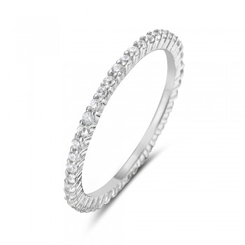 Sterling Silver Ring Clear Cubic Zirconia Eternity Band
