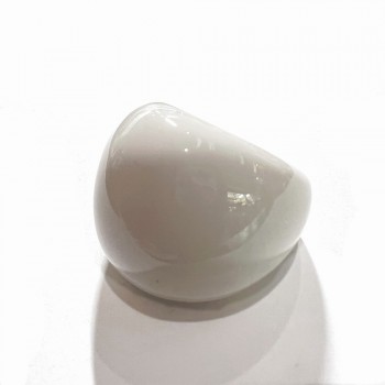 Sterling Silver Ring Cabochon White Agate-No.038-2 (60)