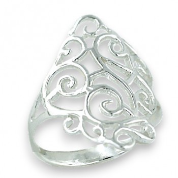 Sterling Silver Ring Plain Open Swirls formed in Diamond Shape