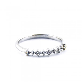 Sterling Silver Ring with 9 Clear Cubic Zirconia