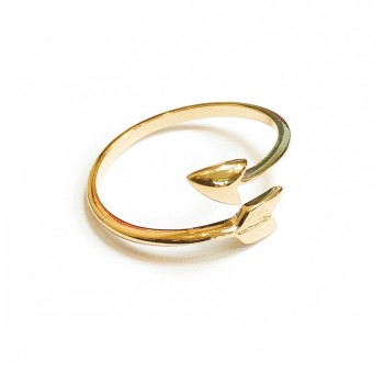 Sterling Silver Ring Plain Bypass Arrow Open-Gold Plate